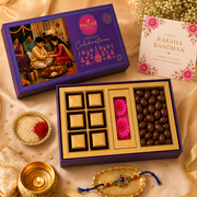 The Signature – Premium Rakhi Gift Hamper for Brother with 6 Handmade Chocolates, Choco Almonds & Scented Candle
