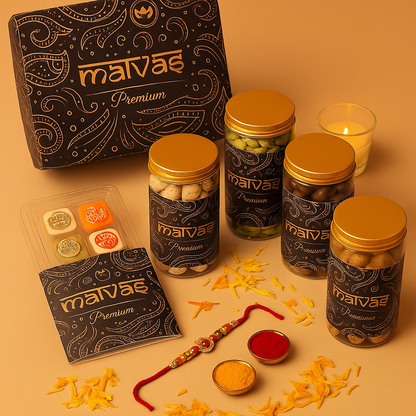 🎁 Malvas Premium Rakhi Gift Hamper – Celebrate Love with a Touch of Taste!
