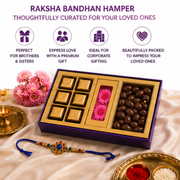 The Signature – Premium Rakhi Gift Hamper for Brother with 6 Handmade Chocolates, Choco Almonds & Scented Candle